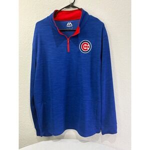 Majestic Chicago Cubs MLB Mens Blue Lightweight Quarter Zip Pullover Large NWT